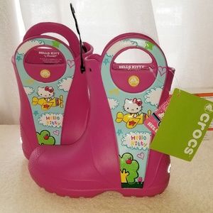 New CROCS Hello Kitty Rain Boots Girls Toddler